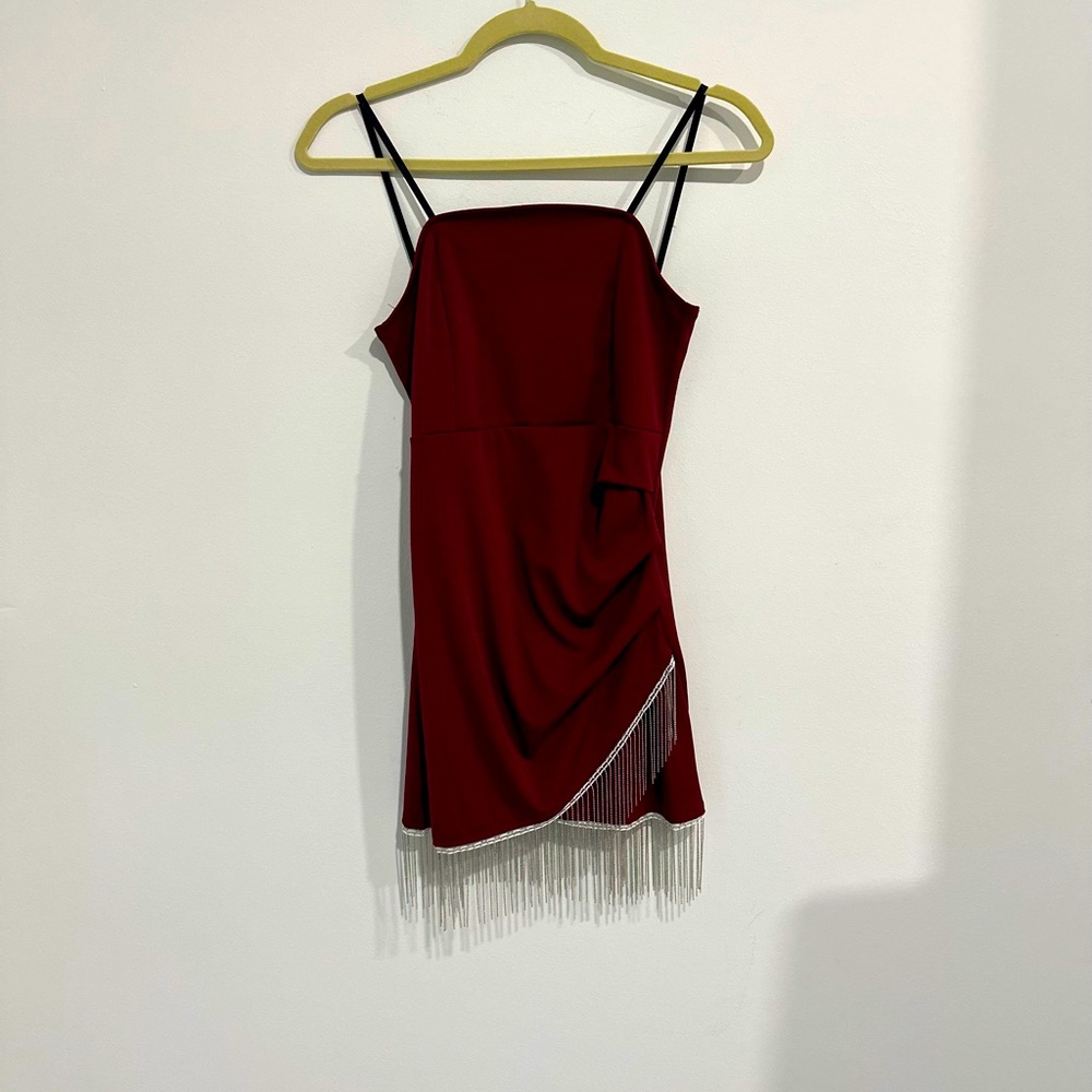Women’s Mini Burgundy Fringe Dress Size M